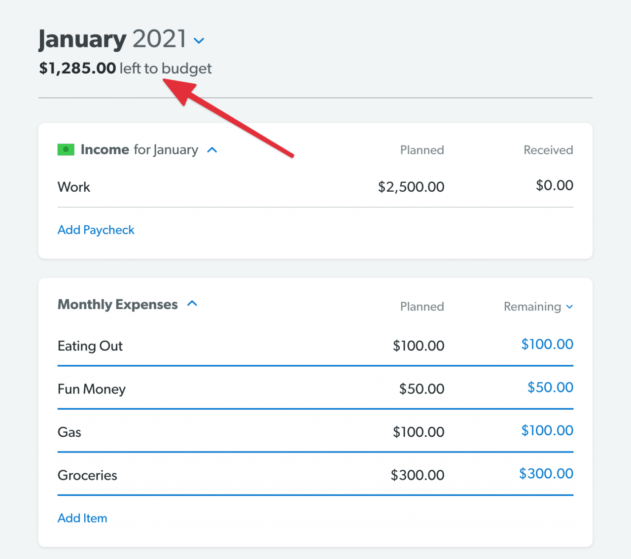 ynab budgeting in current month decreases previous month